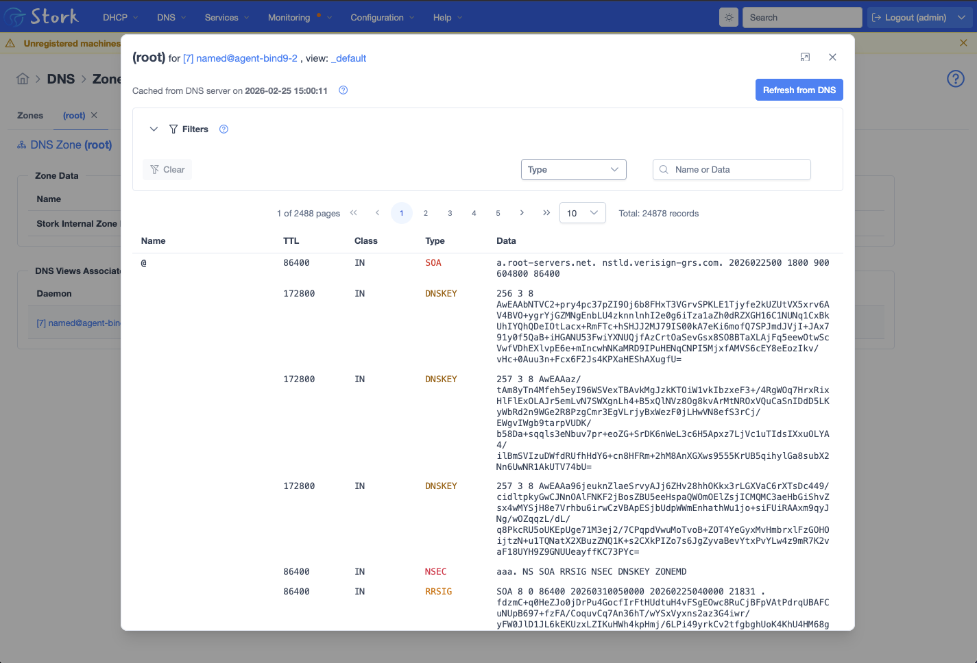 Stork screenshot of a mirror zone, showing the individual resource records.