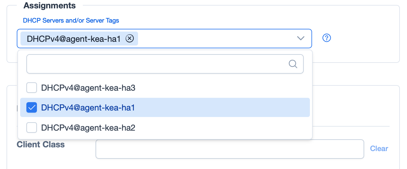 Dialog snippet in the subnet configuration wizard showing server tags